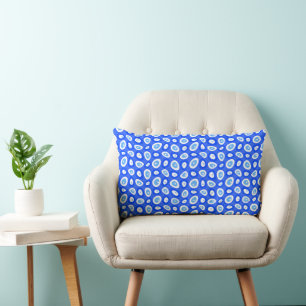 Maz Abstract Teardrops - Electric Blue White Lumbar Pillow