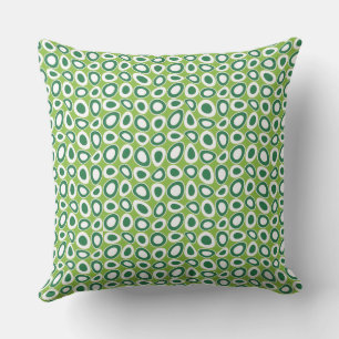 Maz Abstract Teardrops Green White Apple Green Throw Pillow