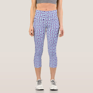 Maz Abstract Teardrops Navy Sky Blue White Capri Leggings