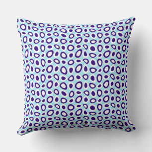 Maz Abstract Teardrops Navy Sky Blue White Throw Pillow