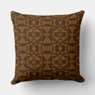 Maz Abstract Zebra Mosaic - Brown Throw Pillow