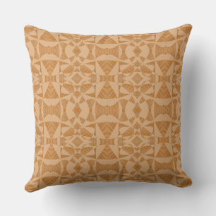Maz Abstract Zebra Mosaic - Camel Brown Grey Throw Pillow