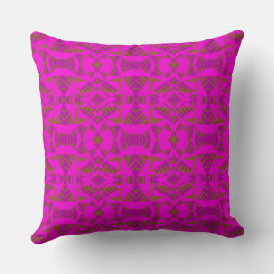 Maz Abstract Zebra Mosaic - Fuchsia Green Throw Pillow