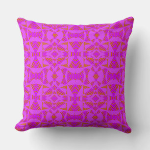 Maz Abstract Zebra Mosaic - Fuchsia Muted Orange Throw Pillow