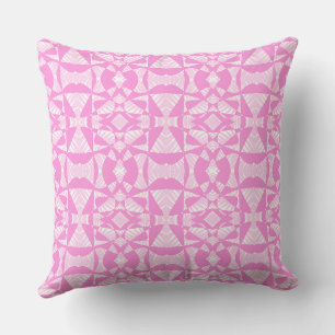 Maz Abstract Zebra Mosaic - Pink White Throw Pillow