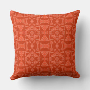 Maz Abstract Zebra Mosaic - Terracotta Throw Pillow