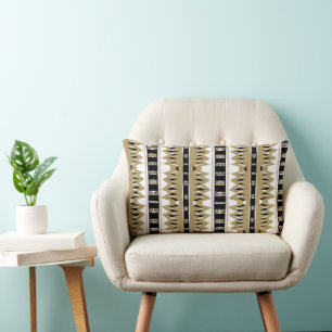 Maz Afrofuturist Pattern Gold Lumbar Pillow