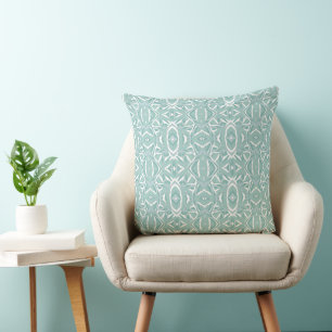Maz Diamond Neuro Art - Duck Egg Blue White Throw Pillow