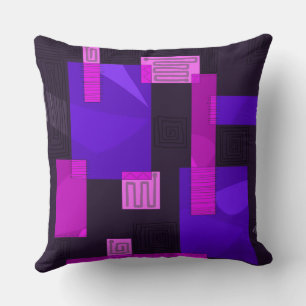 Maz Egyptian Collage - Fuchsia Pink Purple Throw Pillow