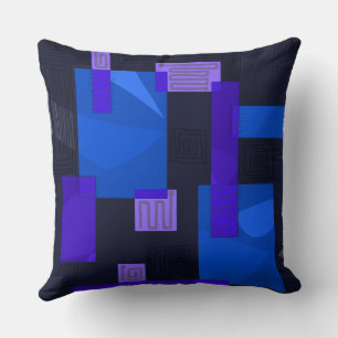 Maz Egyptian Collage - Indigo Blue Lilac Throw Pillow
