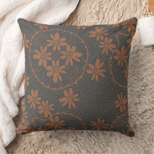 Maz Floral Bubbles Polka Dot Grey Terracotta Throw Pillow