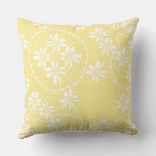 Maz Floral Bubbles Polka Dot Lemon Throw Pillow