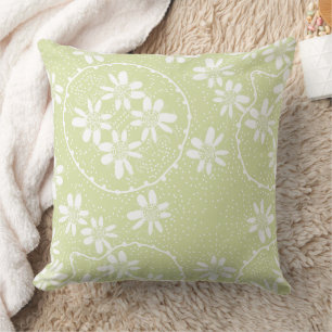 Maz Floral Bubbles Polka Dot Light Mint Throw Pillow