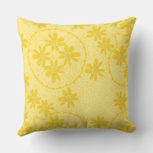 Maz Floral Bubbles Polka Dot Yellow Throw Pillow