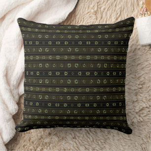 MAZ Floral Striped Ribbed Knitting Pattern 018 Throw Pillow