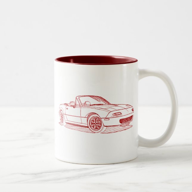 Maz Miata MX5 gen1 1991 sketch Two-Tone Coffee Mug (Right)