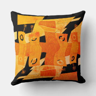 Maz Noughts & Wavy Squares Check Abstract 1 1974 Throw Pillow