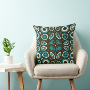 Maz Psychedelic Eggs - Teal White Chocolate Throw Pillow