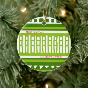 MAZ Striped Ribbed Knitting Pattern 079 Christmas  Ceramic Ornament