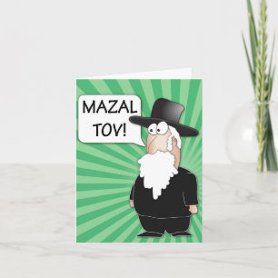 Mazal Tov Greeting Card - Jewish Rabbi cartoon