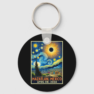 Mazatlan Mexico Total Solar Eclipse 2024 Starry Ni Keychain