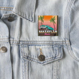 Mazatlán Mexico travel poster 2 Inch Square Button