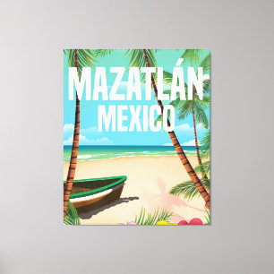 Mazatlán Mexico Vintage beach travel poster Canvas Print