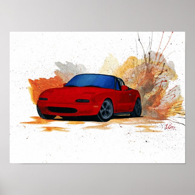 Mazda Miata Drift Painting Poster (Front)