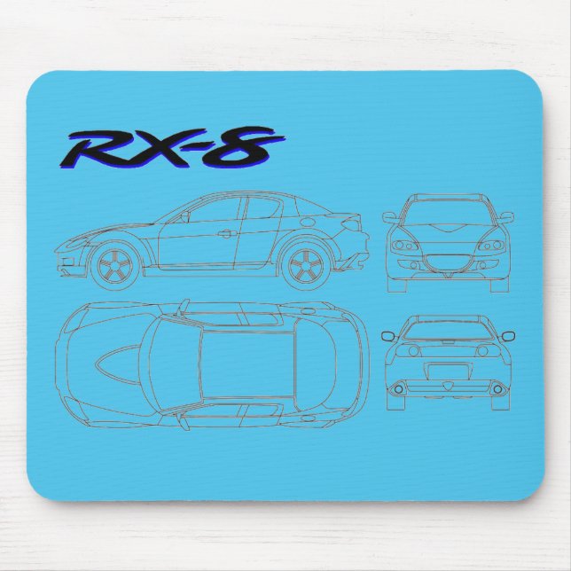 Mazda rx8 rx-8  blueprint print mouse pad (Front)