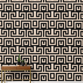 Maze Black and Taupe Wallpaper