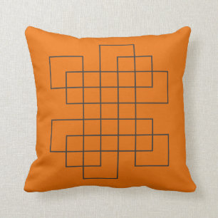 Maze Orange Throw Pillow