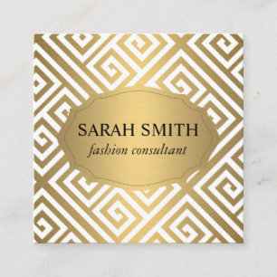 Maze Pattern / Golden Luxe Square Business Card