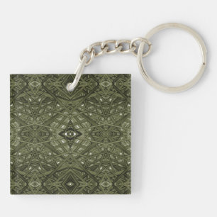 Maze Yellow Abstract Alcohol Ink Art Keychain
