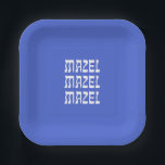 Mazel Mazel Mazel Hanukkah Blue Paper Plate<br><div class="desc">Mazel Mazel Mazel Hanukkah</div>