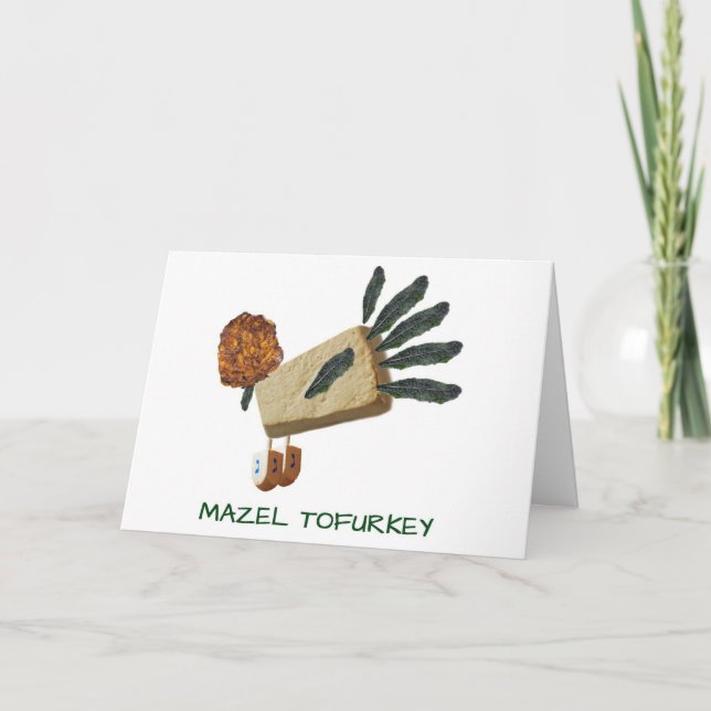 Mazel Tofurkey Thanksgivukkah veggie greeting card (Front)