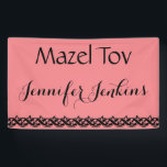 Mazel Tov Banner<br><div class="desc">Wish your favourite person Mazel Tov or Congratulations with this customized banner. Banner includes a beautiful decorative bottom border.  Banner is great for all types of celebrations:graduations, bat mitvah,  shower,  engagement,  anniversary,  wedding and more. Change the background colour,  font colour,  font style to the style of your choice.</div>