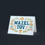 MAZEL TOV BAR BAT MITZVAH Jewish Customizable  Card<br><div class="desc">Hand drawn text by me for you. Great for a bar or bat mitzvah or jewish wedding or other event. Add your own text to the inside of the card or change the background colours. For more designs and colours check my shop! Or let me know if you'd like something...</div>