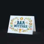 MAZEL TOV BAr MITZVAH Jewish Hand-drawn Custom  Card<br><div class="desc">Hand drawn text by me for you. Great for a bar mitzvah. Add your own text to the inside of the card or change the background colours. Check my shop for BAT MITZVAH versions and other text too. For more designs and colours check my shop! Or let me know if...</div>