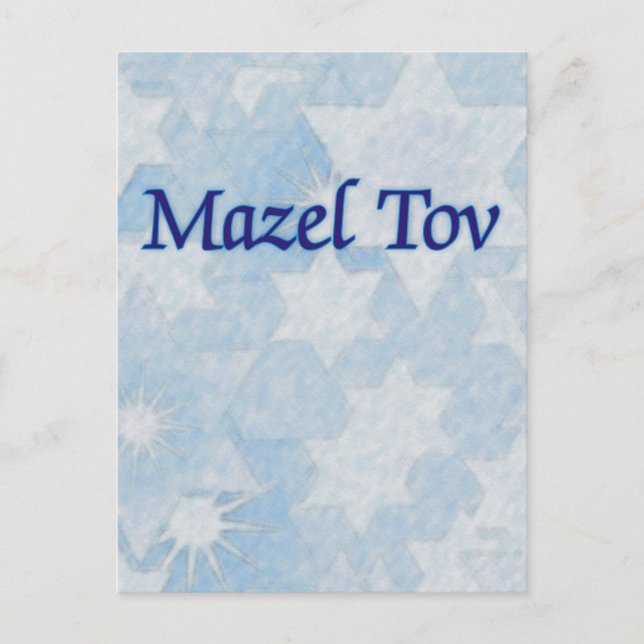 Mazel Tov Blue Stars Postcard (Front)