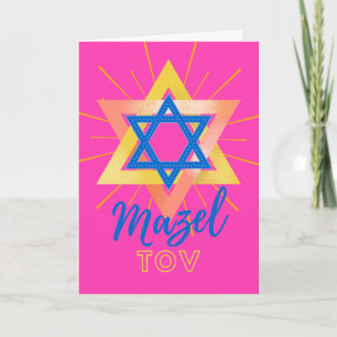 Mazel Tov Bold Colourful Star of David Card