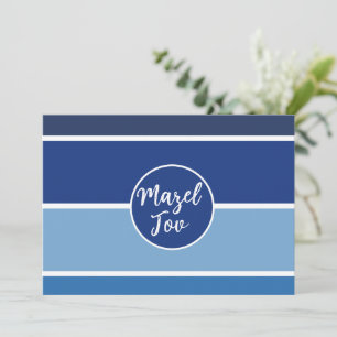Mazel Tov Congratulations Card, Navy Blue White Invitation