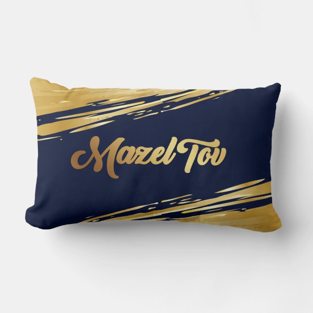 Mazel Tov Gold Congratulations Wishes Note Card Lumbar Pillow (Front)