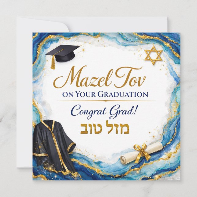 Mazel Tov on Your Graduation Card | Blue Agate (Front)
