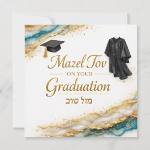 Mazel Tov on Your Graduation Card Blue Gold