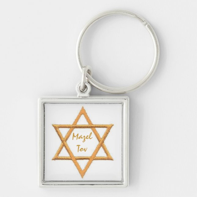 Mazel Tov/Star of David Keychain (Front)
