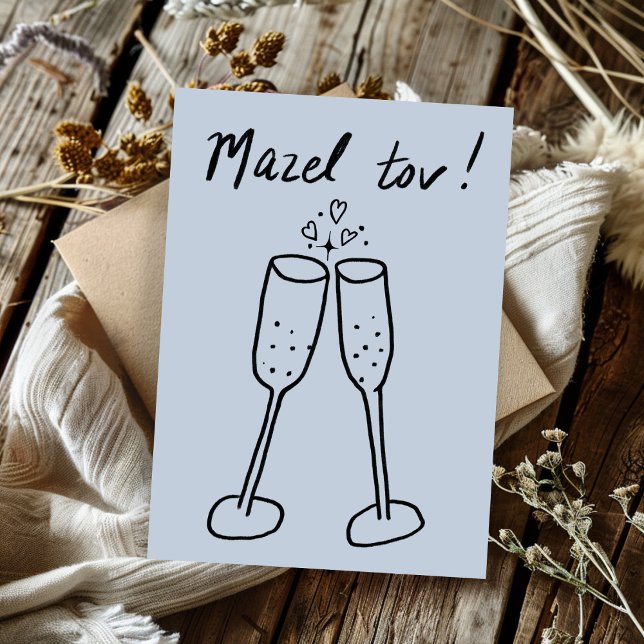 Mazel Tov Wedding Champagne Cheers Sketch Doodle (Mazel Tov Wedding Champagne Cheers Sketch Doodle Congratulations Card)