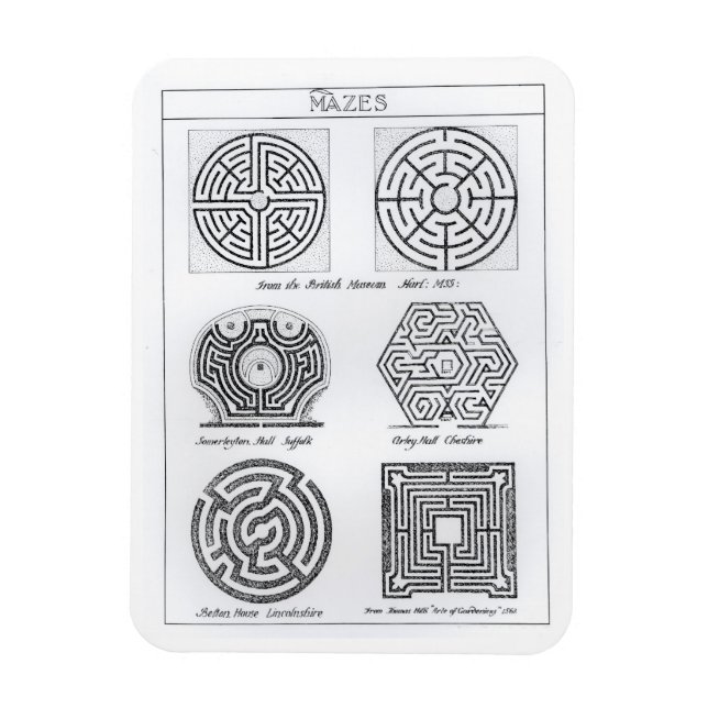 Mazes, c.1900 (engraving) (b/w photo) magnet (Vertical)