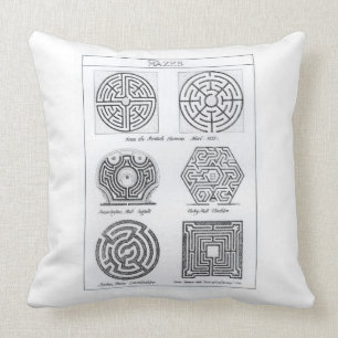 Mazes, c.1900 (engraving) (b/w photo) throw pillow