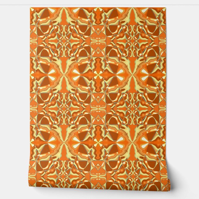 Mazipoodles 3D Damask - Burnt Orange Brown  Wallpaper (Unrolling)