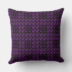 Mazipoodles 3D Square Grid Deep Purple Throw Pillow